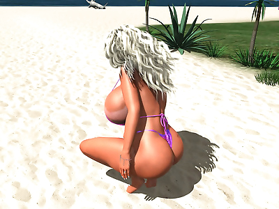 nudo sexy 3d Spiaggia blonde..